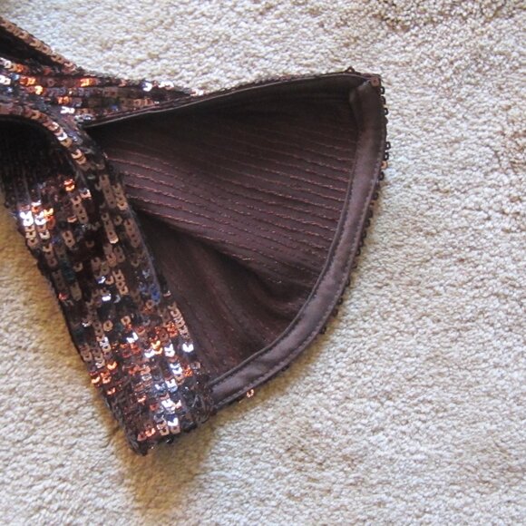 NWT JONATHAN SIMKHAI Size 2 Sable Sequined Square Neck Puff Sleeve Top - Picture 8 of 11